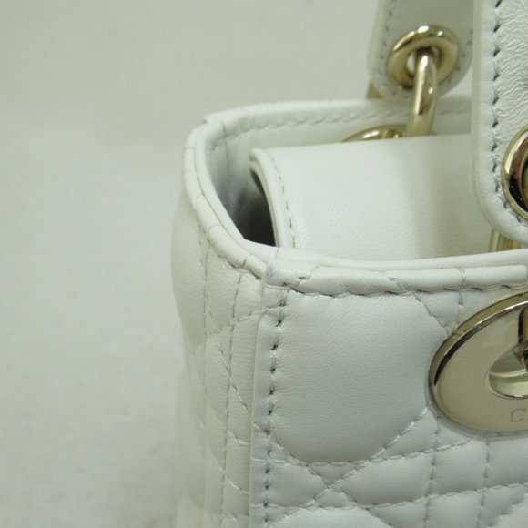 Dior Lady Dior Shoulder Bag White Lambskin [sheep leather] M105380LAV - Picture 10 of 10